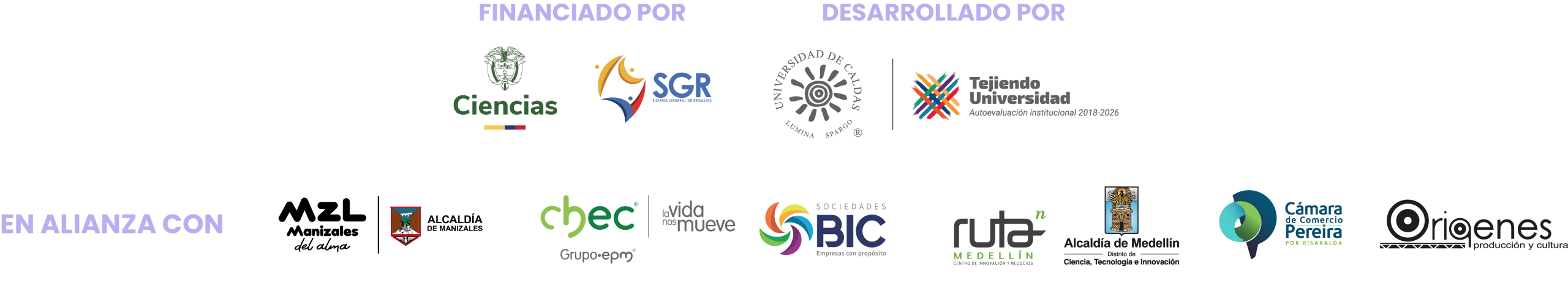 Logos financiadores, desarrolladores y alianzas